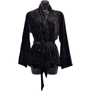 SOMA Limited Edition Paisley Burnout Velvet Noir Wrap Robe Size S/M NWT